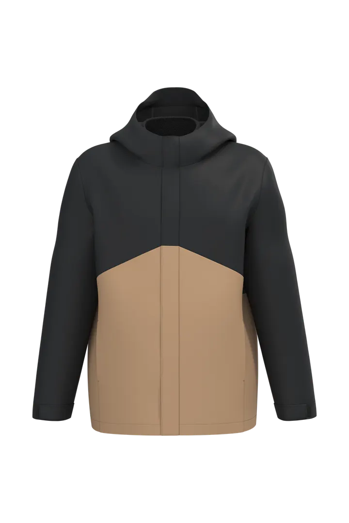 Wasserdichter 3-in-1-Unisex-Parka mit zweifarbiger Kapuze Camel / Black