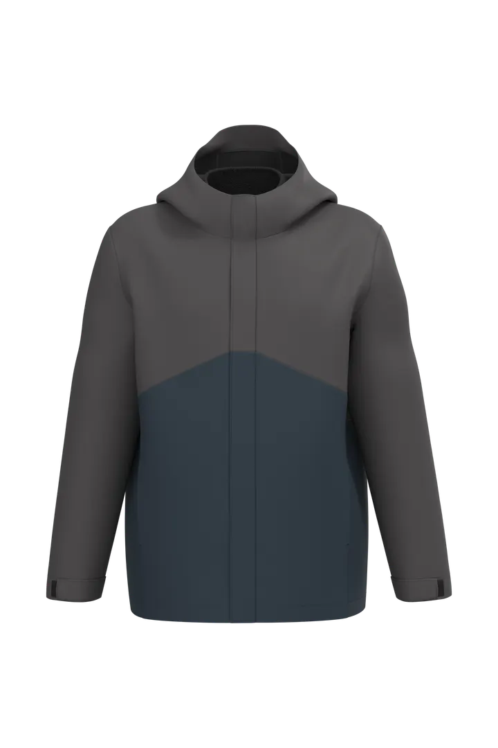 Wasserdichter 3-in-1-Unisex-Parka mit zweifarbiger Kapuze Navy / Dark Grey