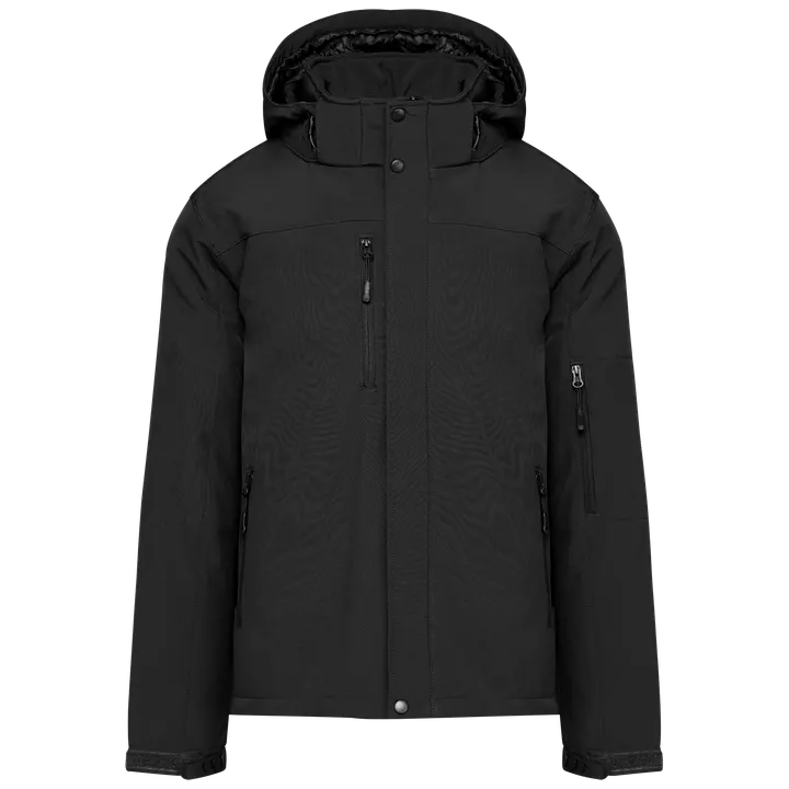Herrenparka Softshell wattiert mit Kapuze Black