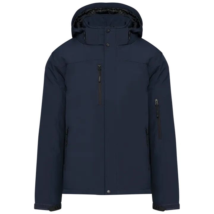 Herrenparka Softshell wattiert mit Kapuze Navy