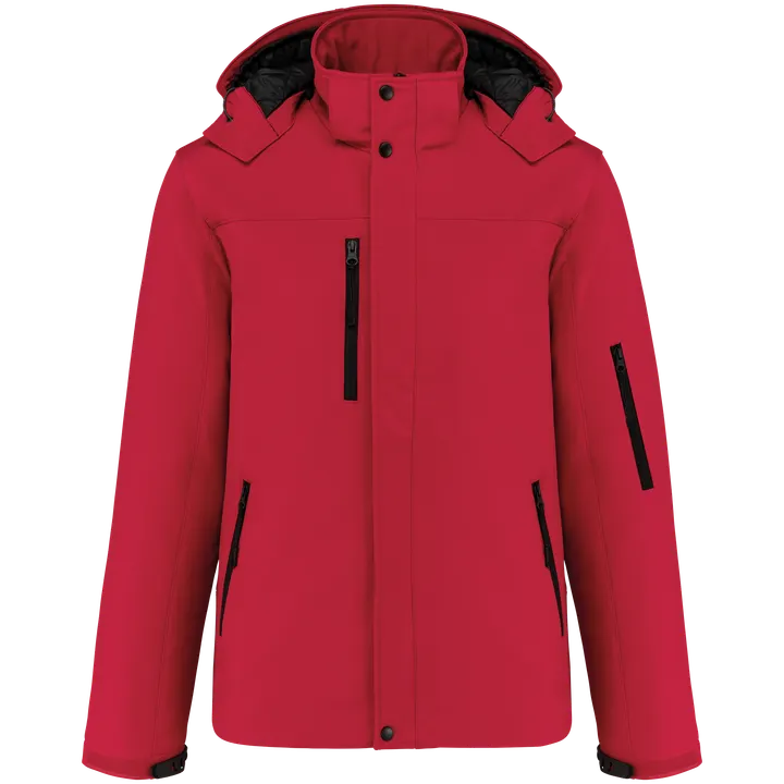 Herrenparka Softshell wattiert mit Kapuze Red