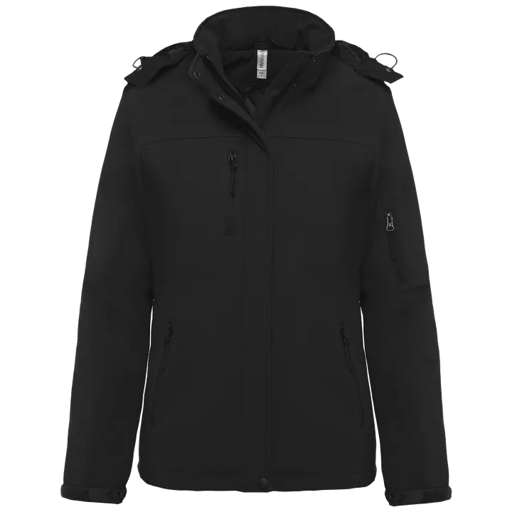 Damenparka Softshell wattiert mit Kapuze Black