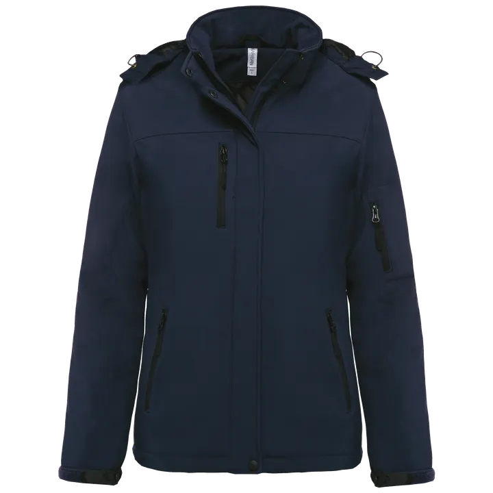 Damenparka Softshell wattiert mit Kapuze Navy
