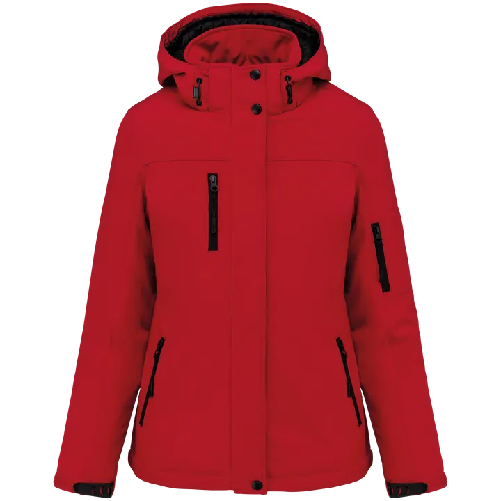 Damenparka Softshell wattiert mit Kapuze Red