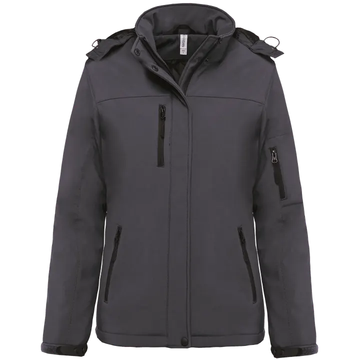 Damenparka Softshell wattiert mit Kapuze Titanium