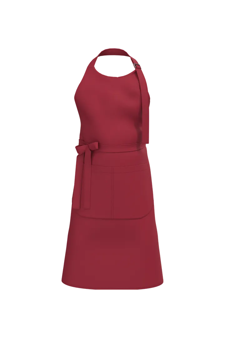 Bio-Baumwolle Schürze mit Tasche Hibiscus Red