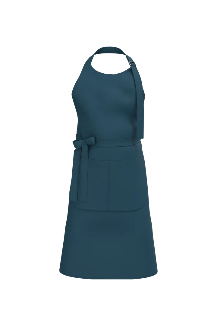 Bio-Baumwolle Schürze mit Tasche Peacock Blue