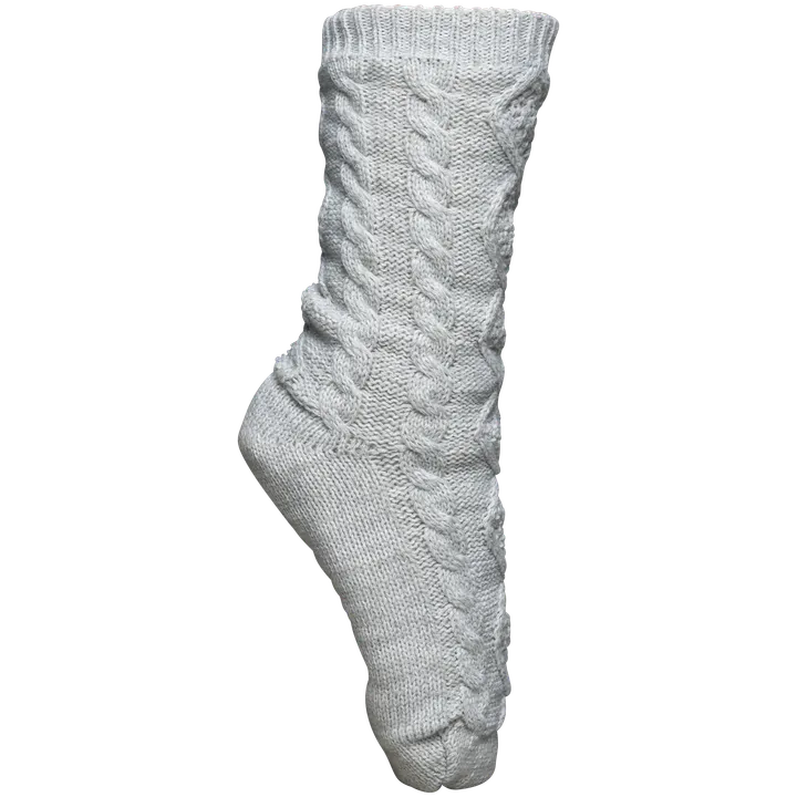 Lounge-Socke mit Sherpafutter Snow Grey melange