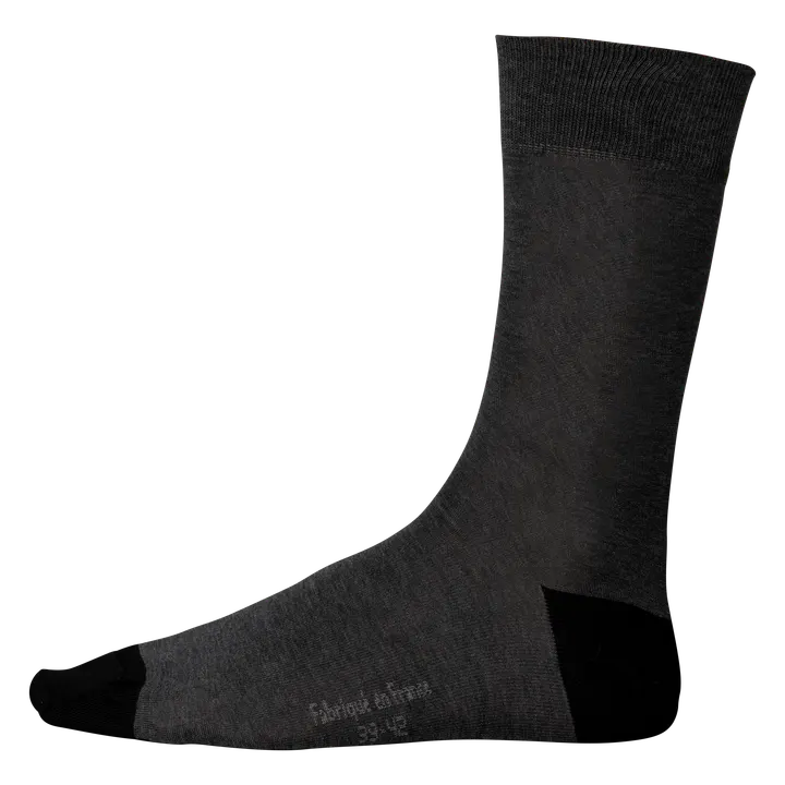 Schicke, halblange Socken aus merzerisierter Baumwolle - „Origine France garantie“. Dark Grey Heather / Black