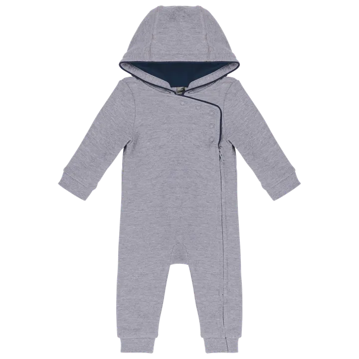 Babystrampler mit Kapuze Oxford Grey / Navy