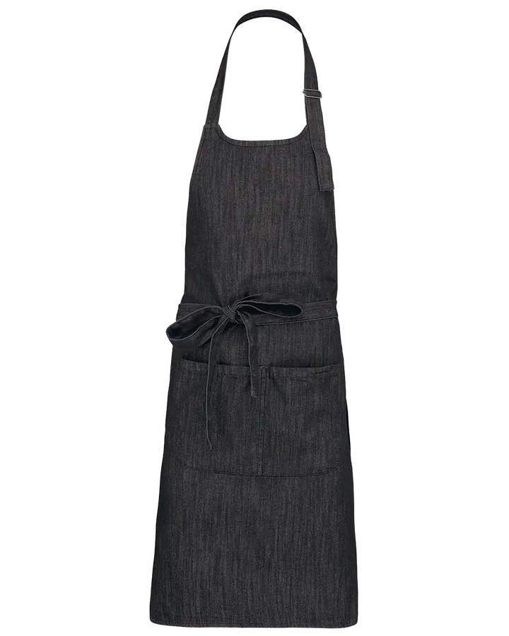 Tablier polycoton avec poche Black Denim