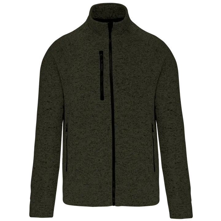 Veste zippée chinée homme Dark Khaki Melange