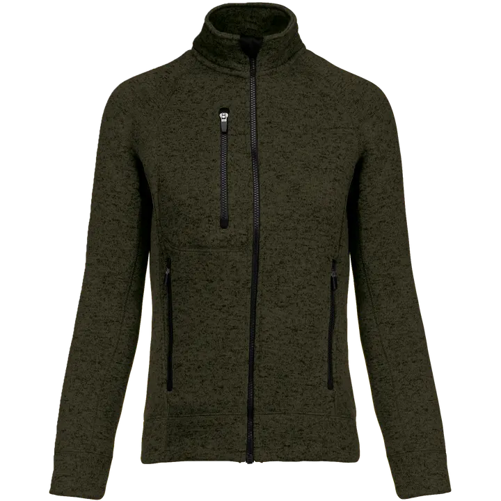 Veste zippée chinée femme Dark Khaki Melange