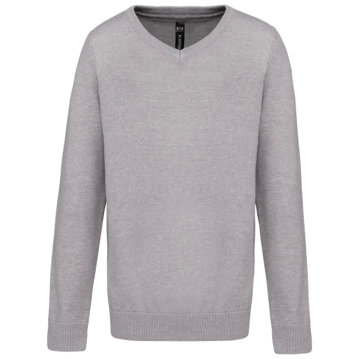 Pull col V enfant Grey Melange