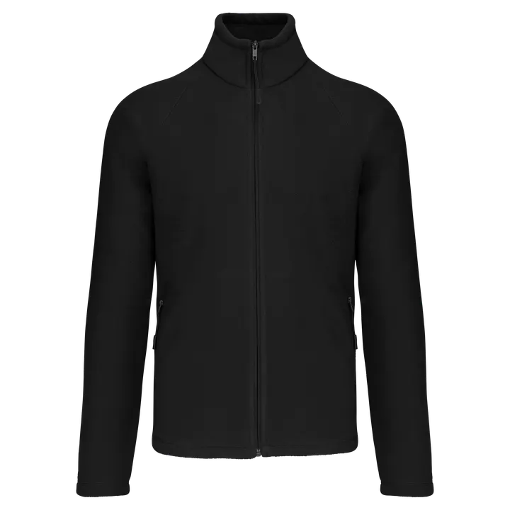 Mikrofleece-Jacke mit Reißverschluss Raglanärmel für Herren Black