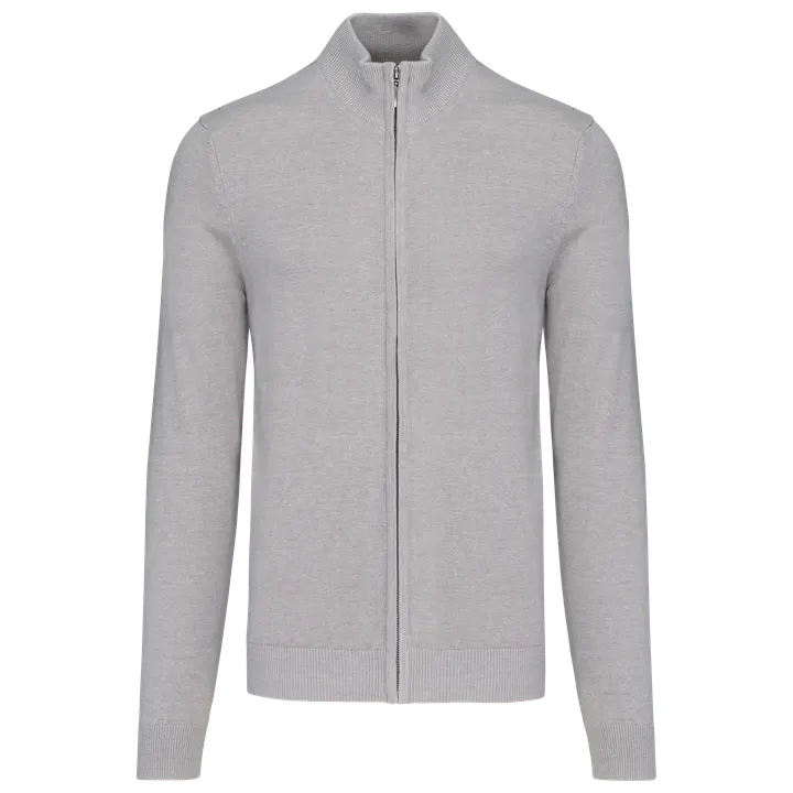 Herren Cardigan mit Reißverschluss Grey Melange