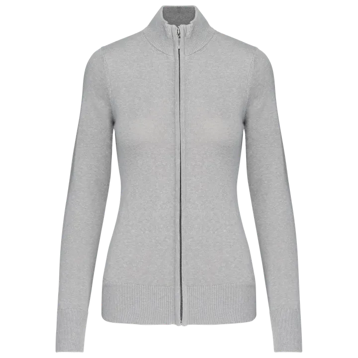 Cardigan zippé femme Grey Melange