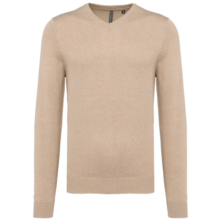 Pull col V homme Beige heather