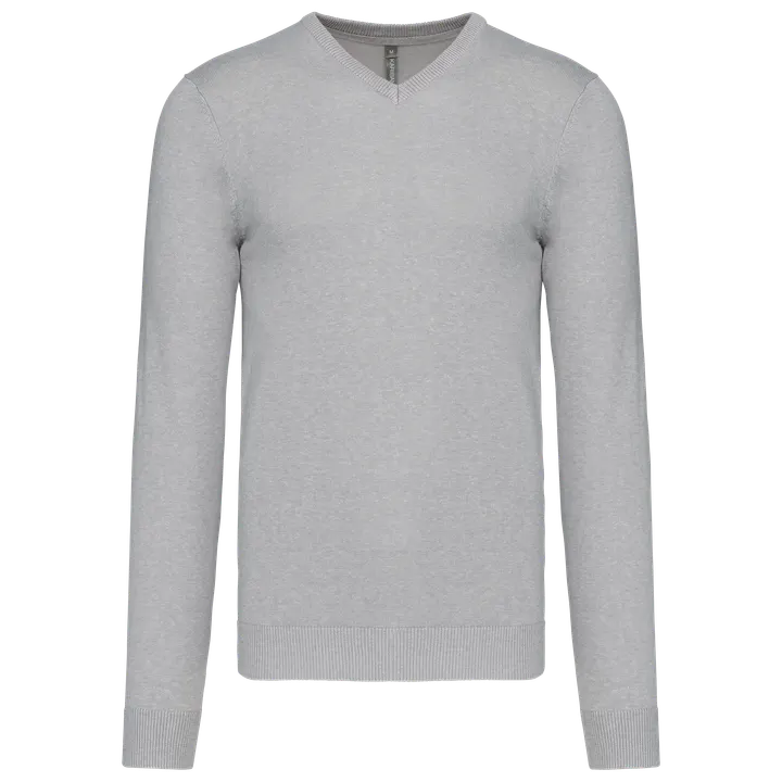Pull col V homme Grey Melange