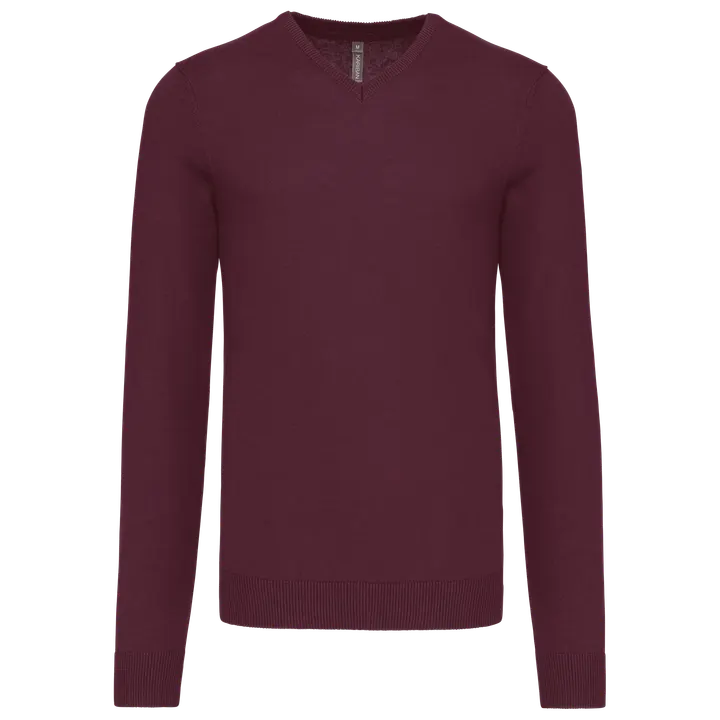 Pull col V homme Wine