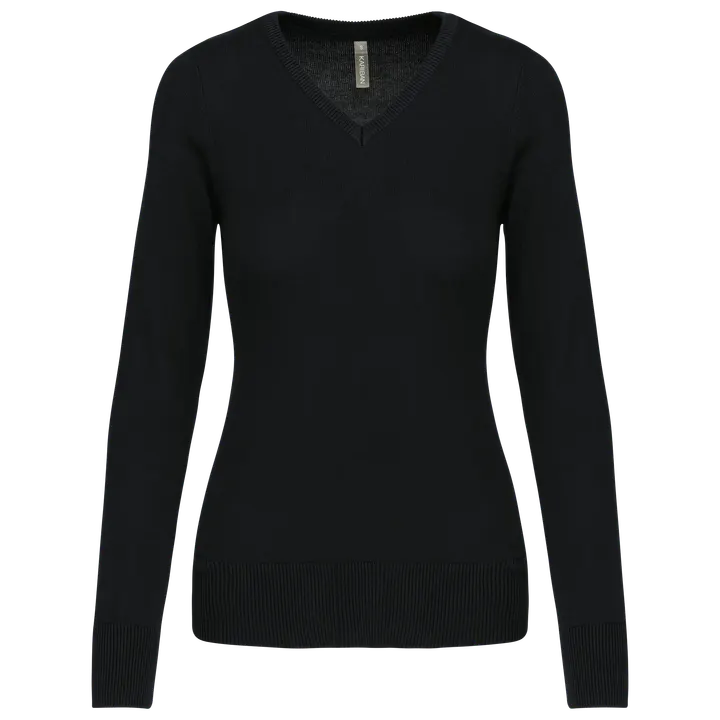 Pull col V femme Black