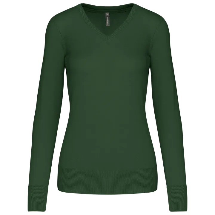 Pull col V femme Forest Green
