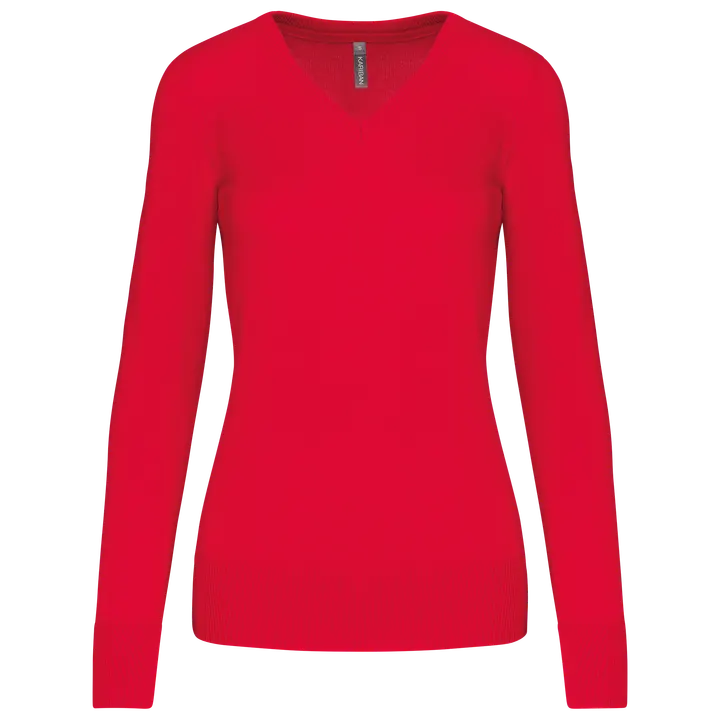 Pull col V femme Red