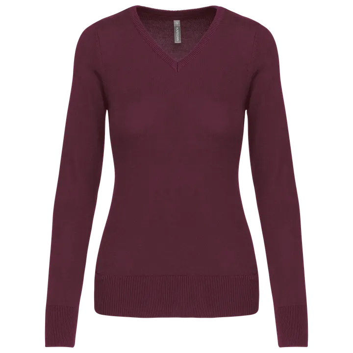 Pull col V femme Wine