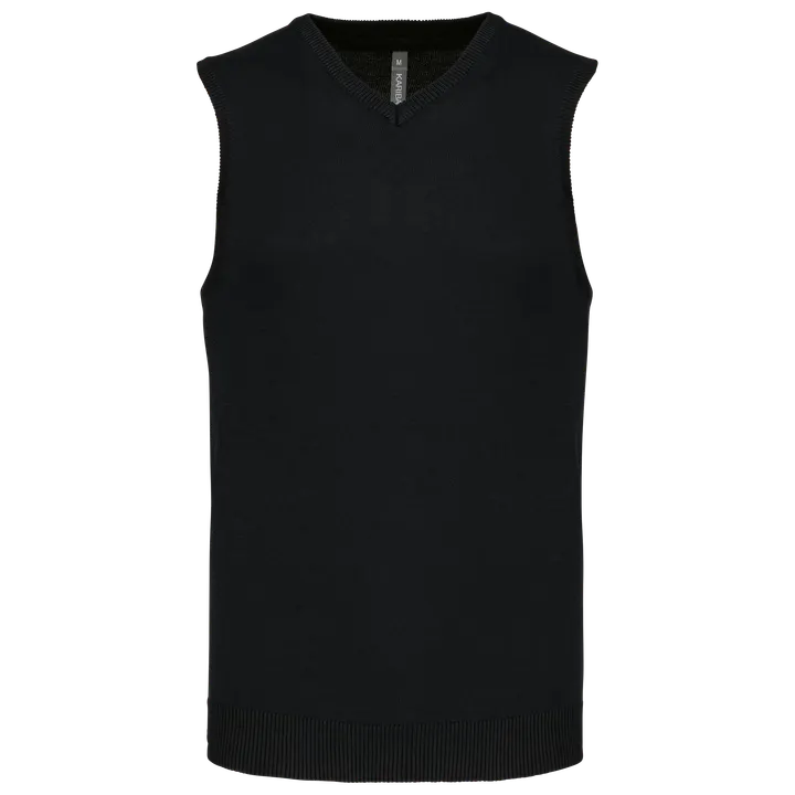 Pull col V sans manches Black