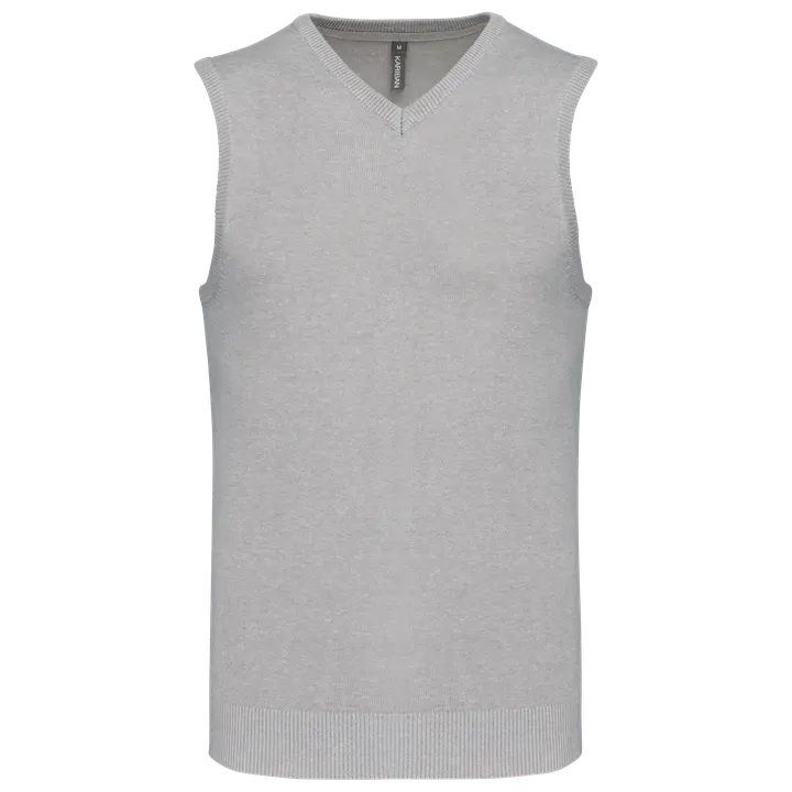 Pull col V sans manches Grey Melange