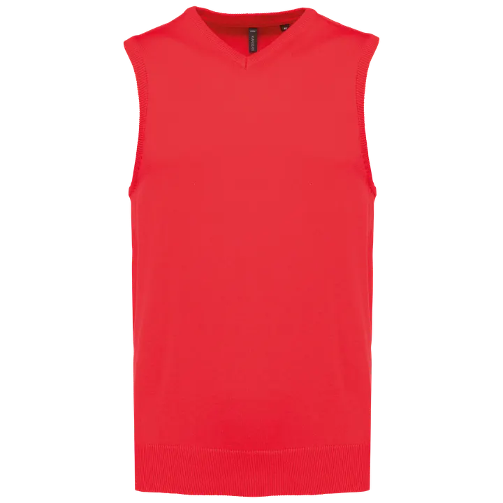 Pull col V sans manches Red