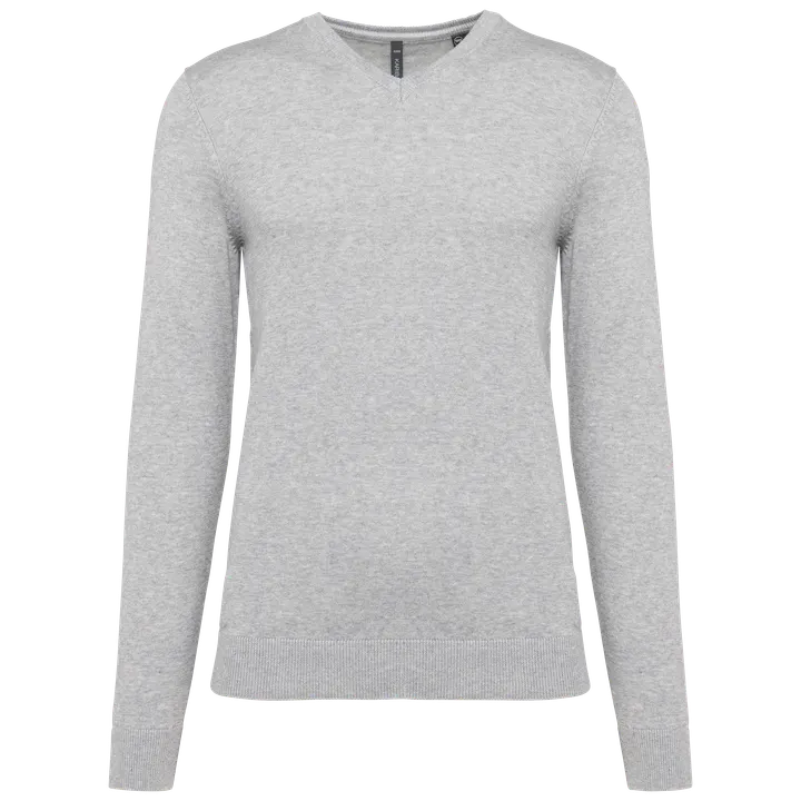 Umweltfreundlicher Herrenpullover mit V-Ausschnitt Light grey heather