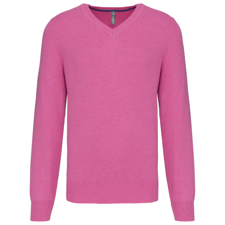 Pullover premium col V Candy Pink Heather