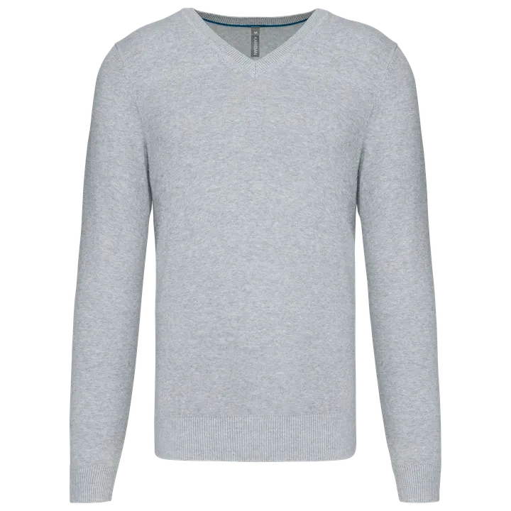 Pullover premium col V Light grey heather
