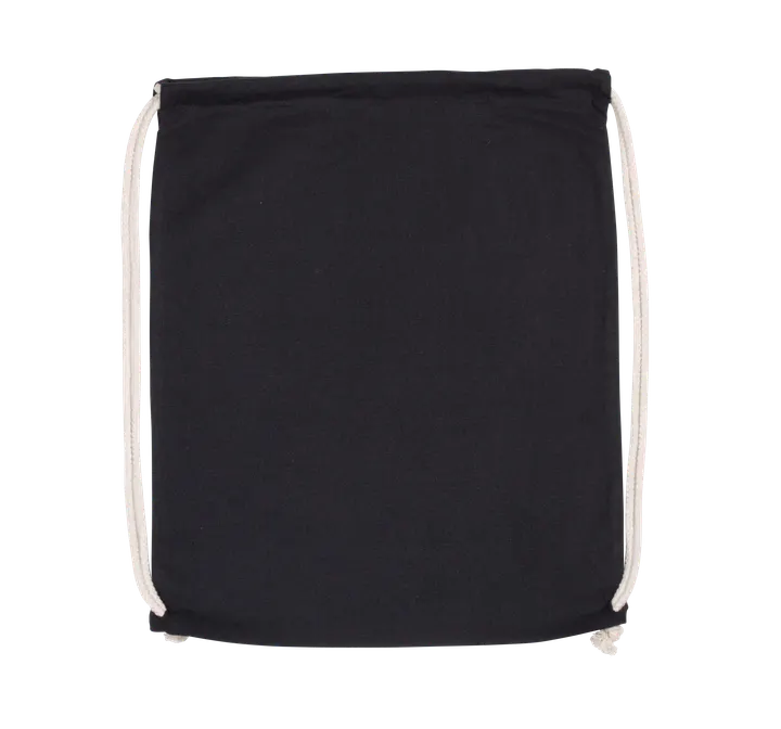 Sac à dos en coton bio avec cordelettes Black