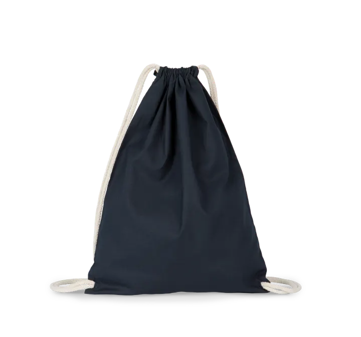 Sac à dos en coton bio avec cordelettes Navy Blue