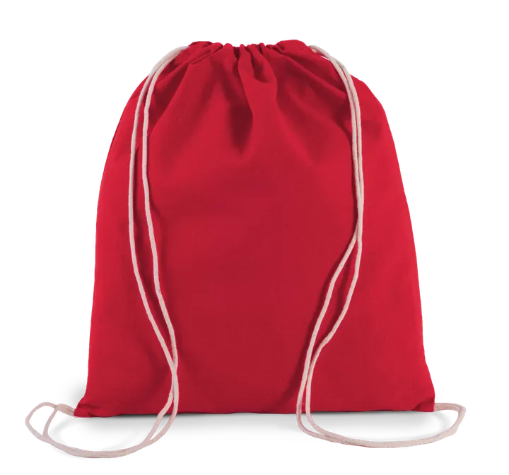 Petit sac à dos en coton bio avec cordelettes Hibiscus Red