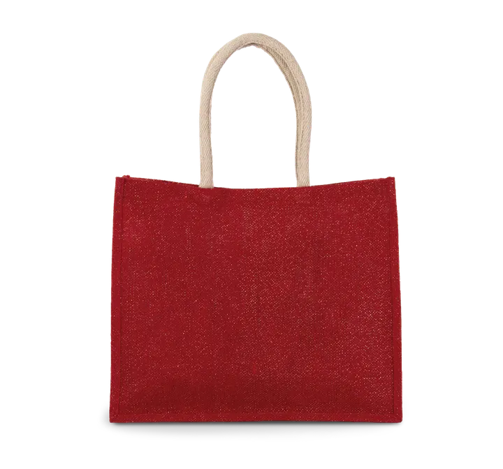 Sac de plage en jute Cherry Red / Gold