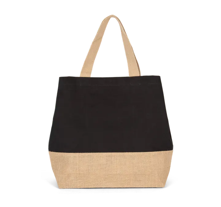 Sac shopping en toiles de coton et jute Black / Natural