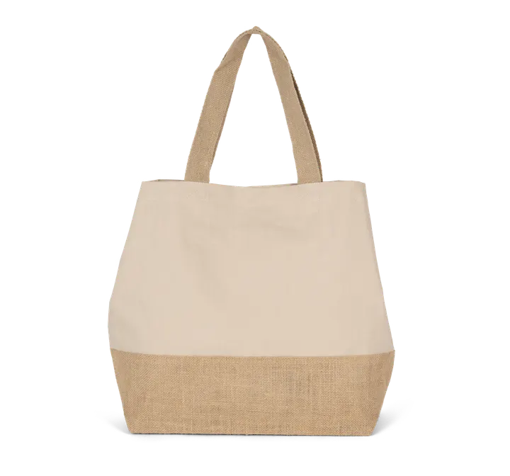 Sac shopping en toiles de coton et jute Light Sand / Natural