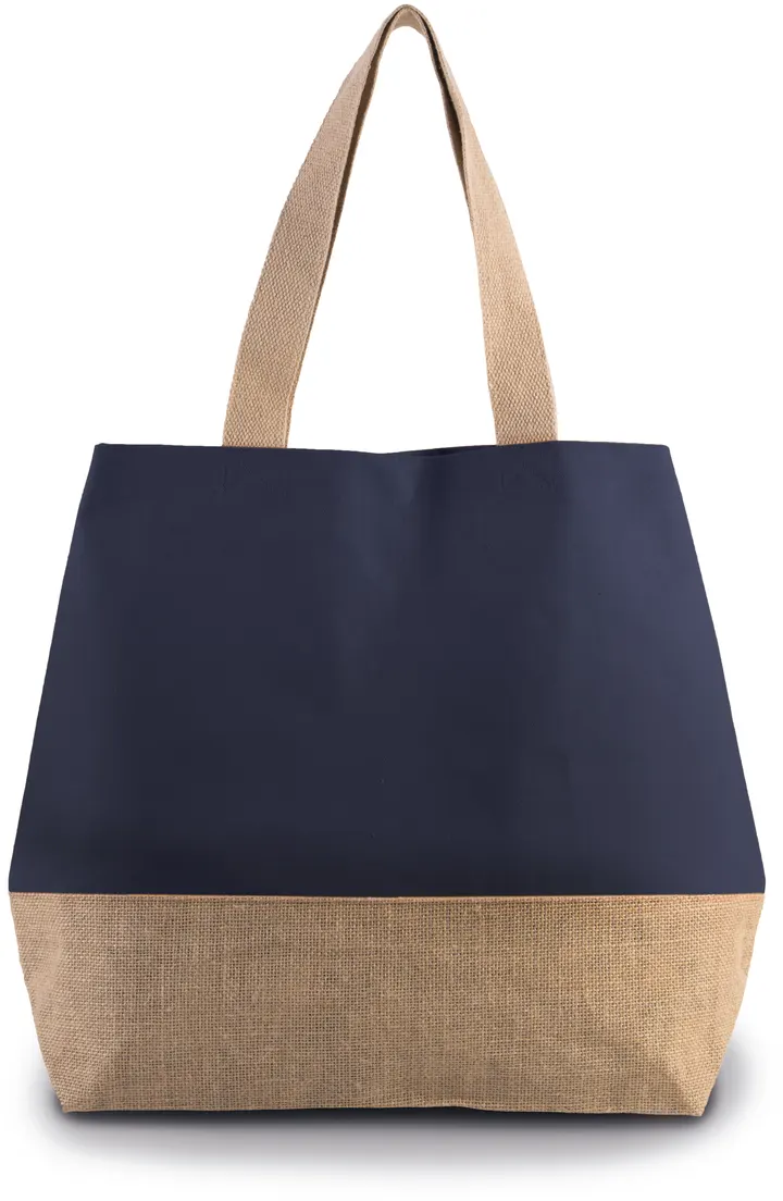 Sac shopping en toiles de coton et jute Patriot Blue / Natural