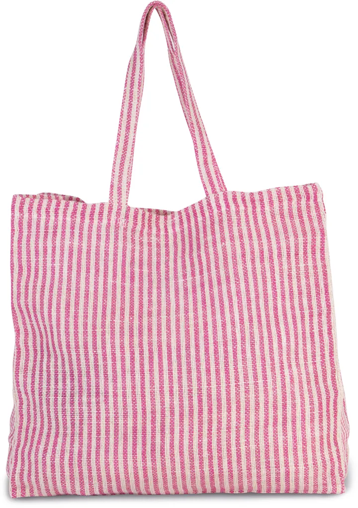 Sac shopping à rayures en juco Magenta / Natural