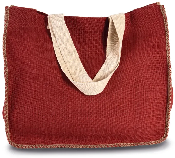 Jutetasche mit Kontrastnähten Arandano Red / Natural