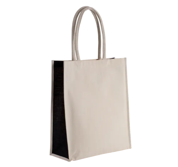 Baumwoll- / Jute-Shoppingtasche, 23 L Natural / Black