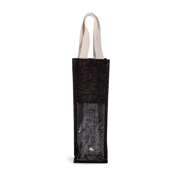 Jute-Flaschenbeutel Black / Silver