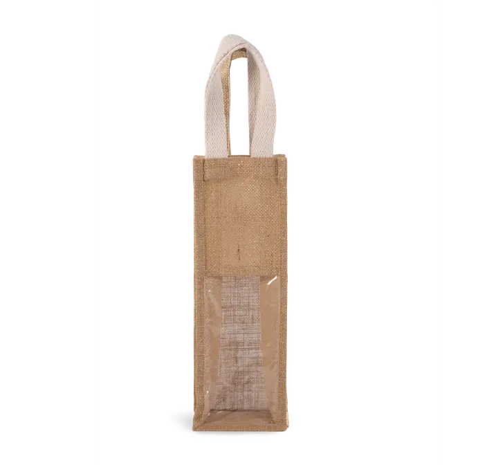 Jute-Flaschenbeutel Natural / Gold