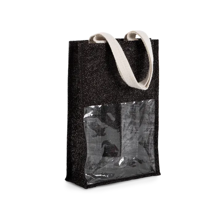 Jute-Flaschenbeutel Black / Silver
