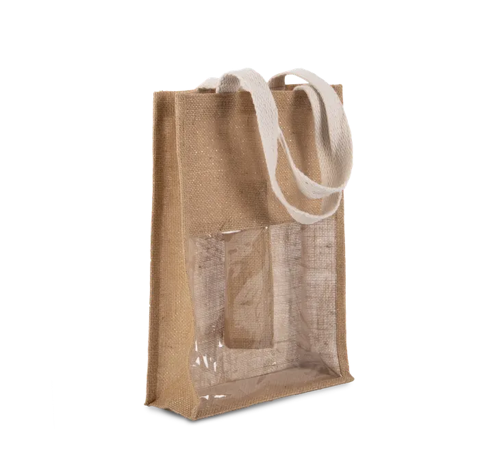 Jute-Flaschenbeutel Natural / Gold