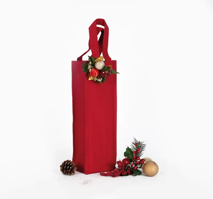 Flaschenbeutel. Baumwollcanvas Cherry Red