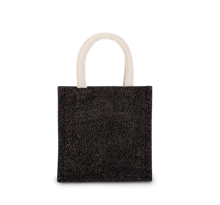 Jutetasche im Cabas-Stil Klein Black / Silver